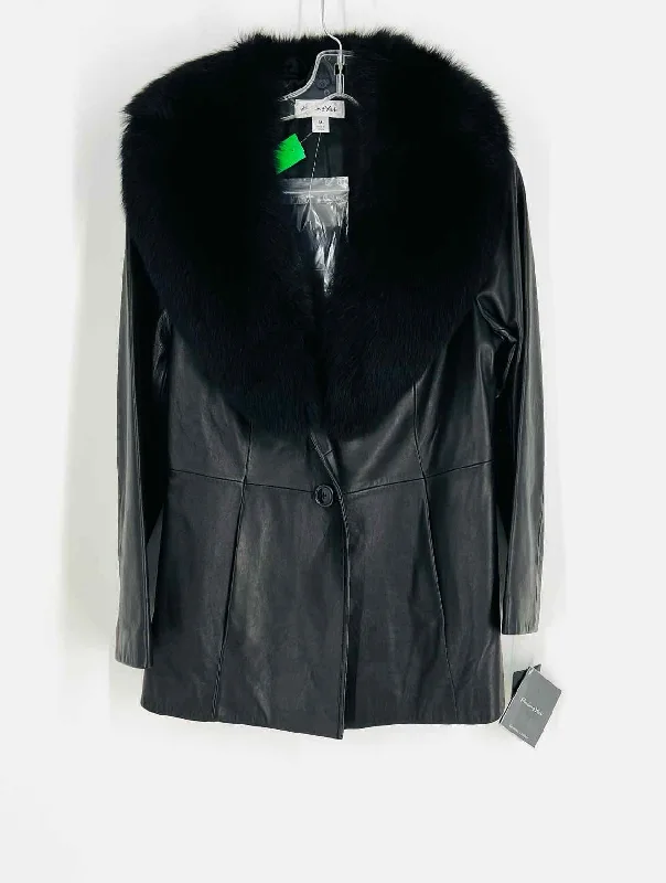 Preston & York Size M Black Fur Lamb Leather NEW Designer Jacket