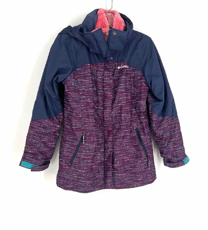 Columbia Size L Navy/Purple Variegated Paneled Jackets Jacket