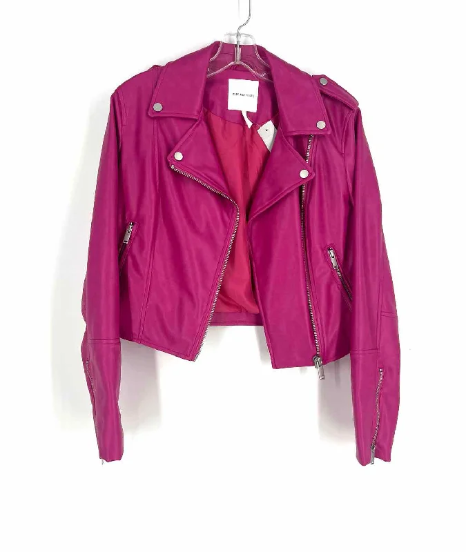 Avec Les Filles Size S Hot Pink/Silver Faux Leather Jackets Jacket