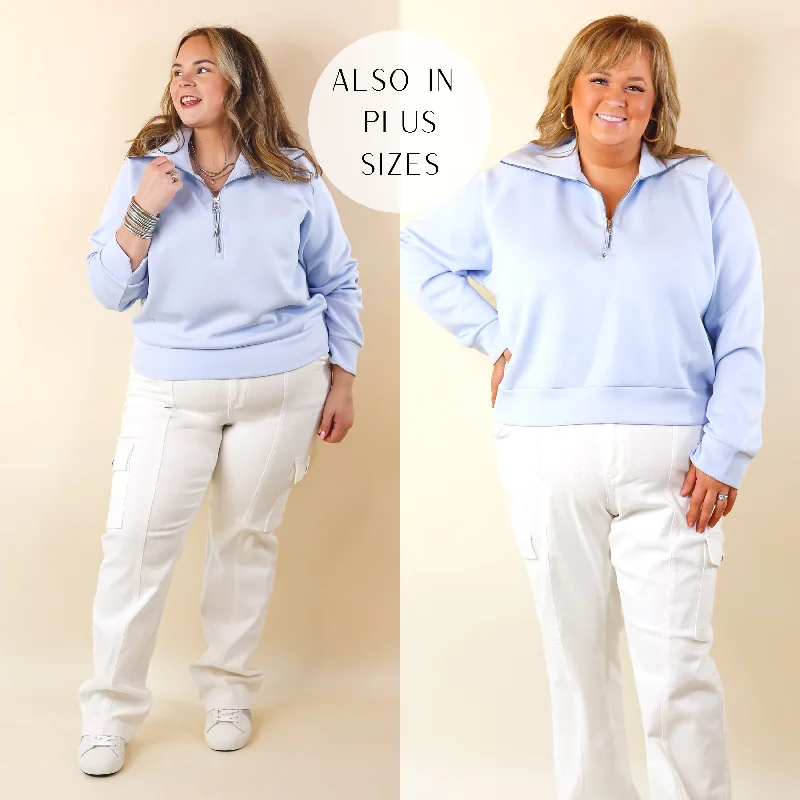 SPANX | AirEssentials Half Zip in Oxford (Sky Blue)