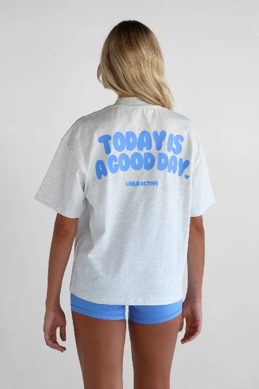 Good Day Tee - Oatmeal/Blue