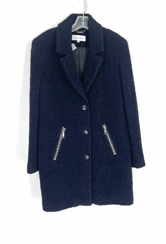 Calvin Klein Size M Navy Tweed Wool Blend Coats Coat