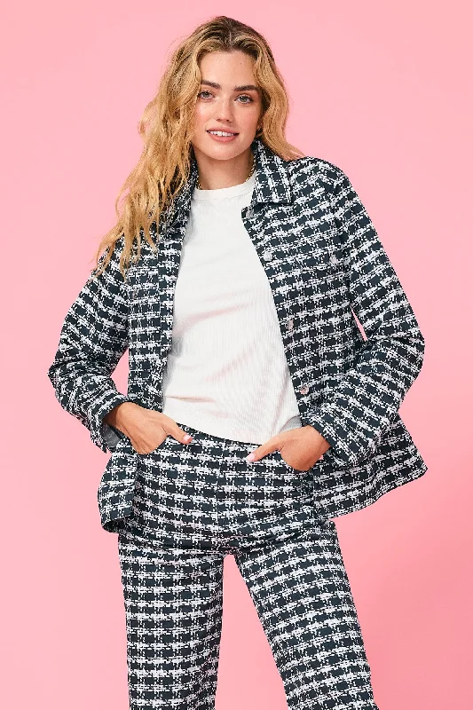 Twill Rhinestone Jacket in Houndstooth