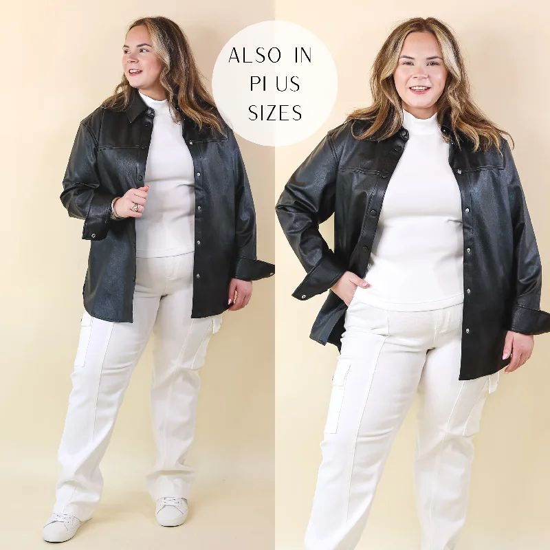 SPANX | Leather-Like Long Sleeve Oversized Jacket in Black LP