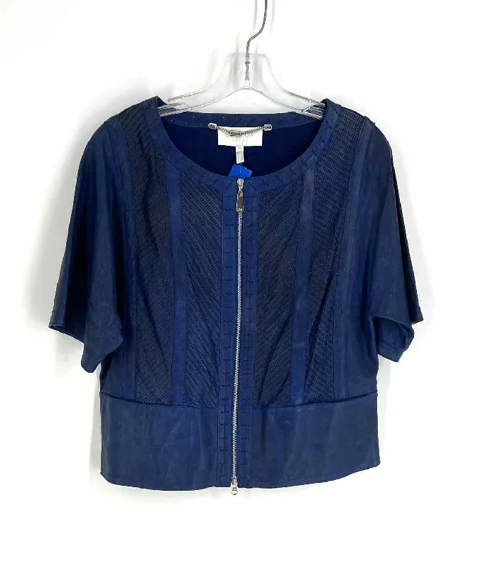 Escada Size S Blue Perforated Lamb Leather Designer Jacket