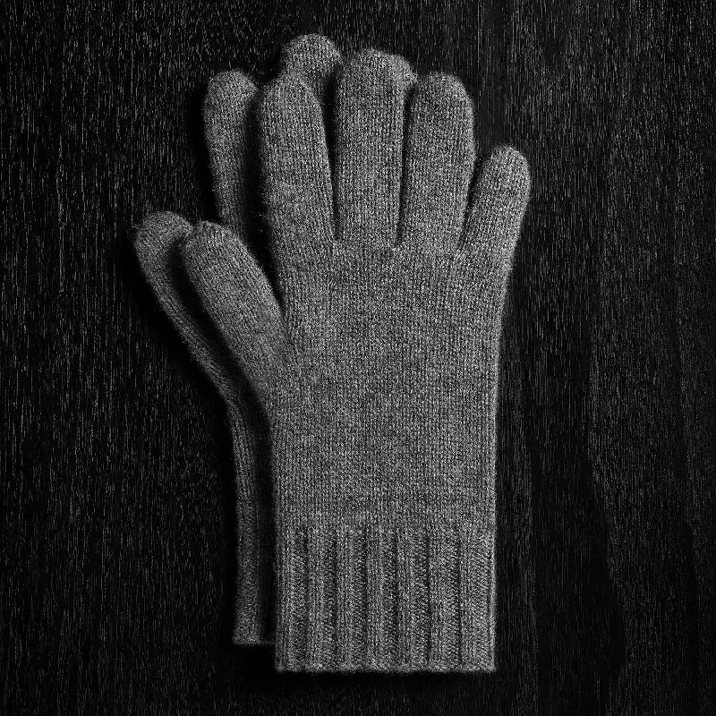 Solid Cashmere Gloves - Grey Felt