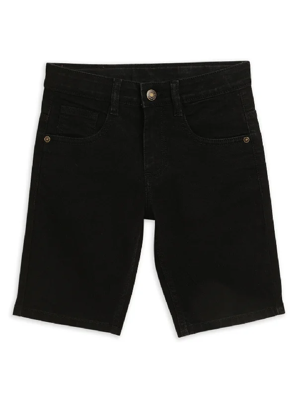 Boys Casual Black No fade Denim Shorts