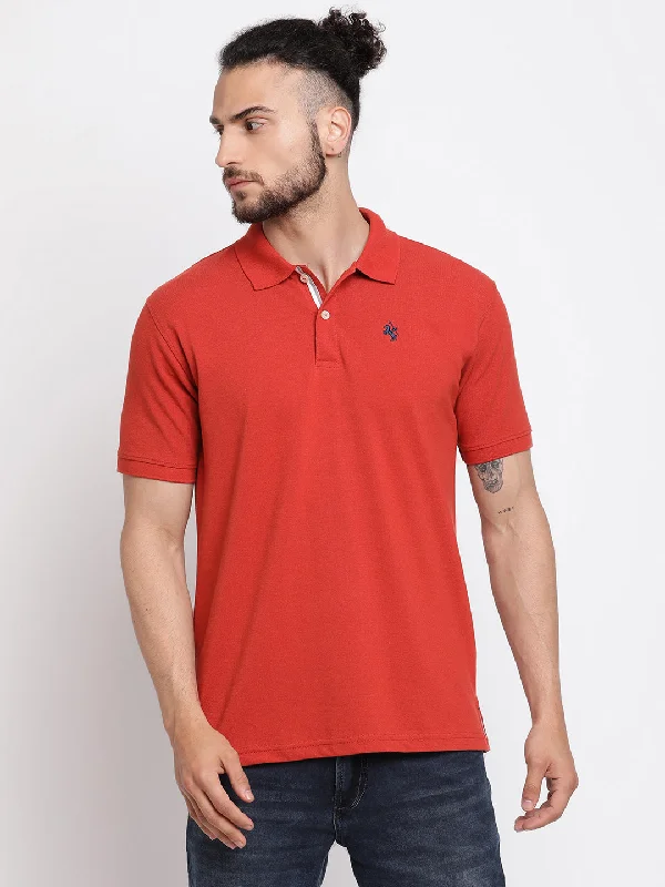 Men's Rust  Polo neck Half Sleeve T-Shirt