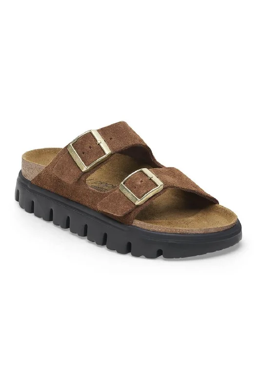 Papillio by Birkenstock Arizona Chunky Suede Sandals for Women in Dark Tea | 1028389