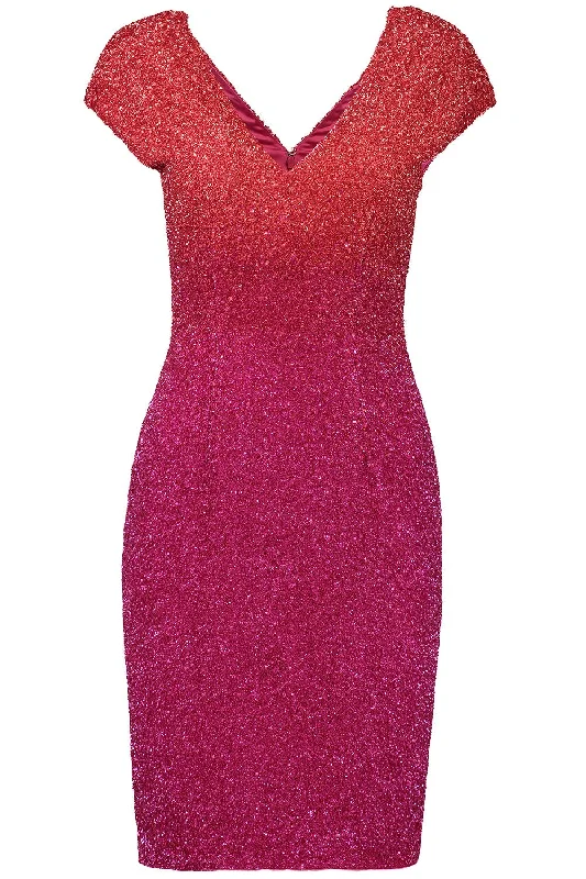 Signature Sequin Cockail Dress - Coral