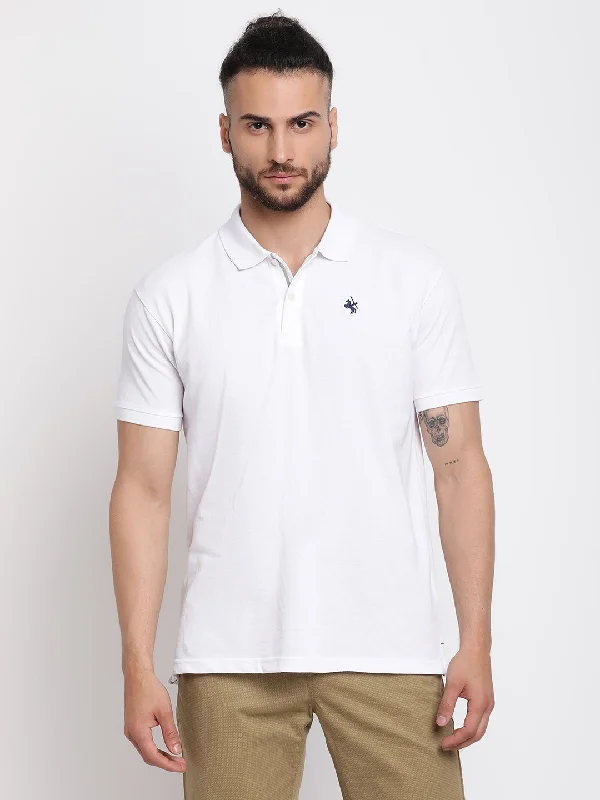 Men's White  Polo neck Half Sleeve T-Shirt