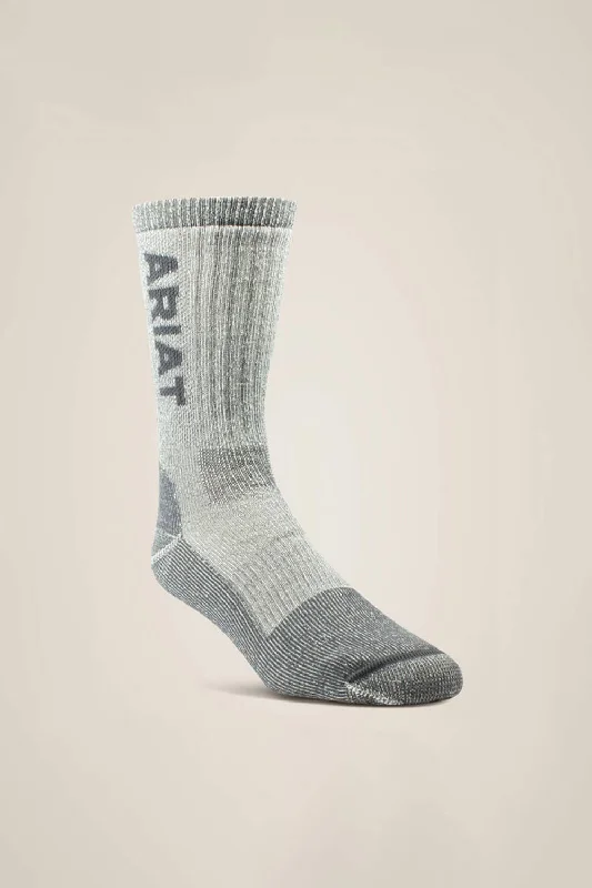 Ariat Midweight Merino Wool Blend Steel Toe Socks for Men in Grey | 2187-GREY050