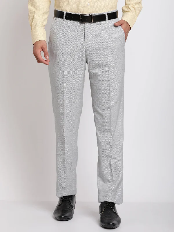 Men's Formal Flat front Light Grey  Trousers