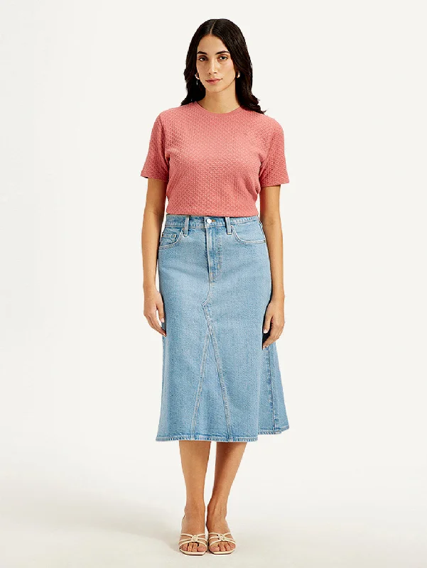 Women's High Rise Blue A-Line Skirt