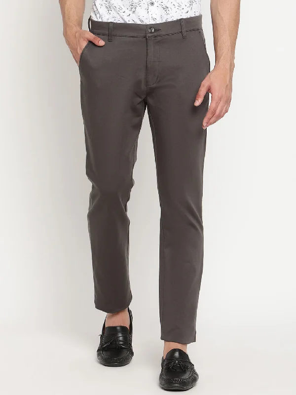 Men's Casual Flat front Light Brown  Trousers