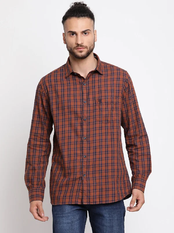 Men's Brown Casual Medium Checks Full Sleeve Shirt