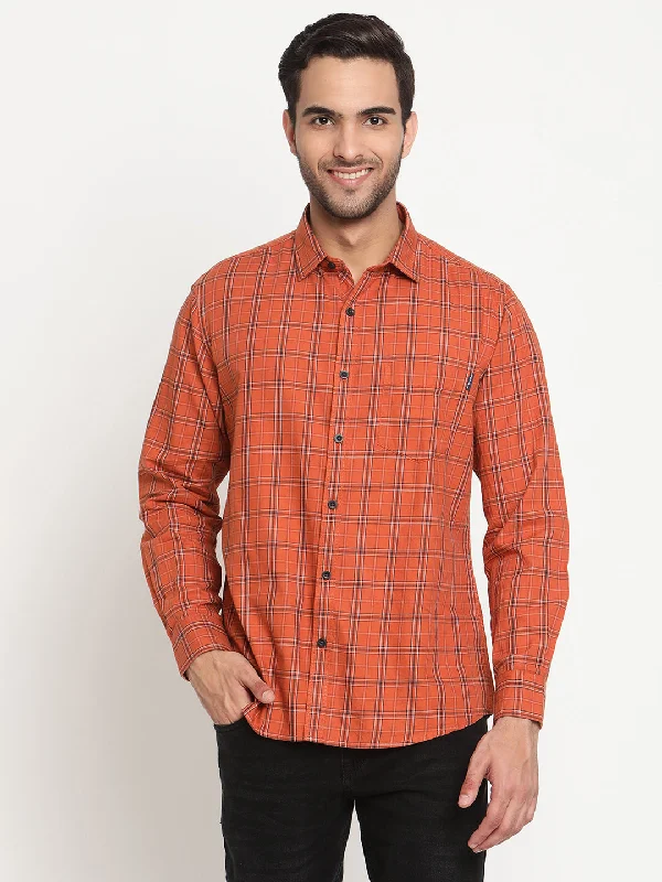 Men's Brown Casual Medium Checks Full Sleeve Shirt