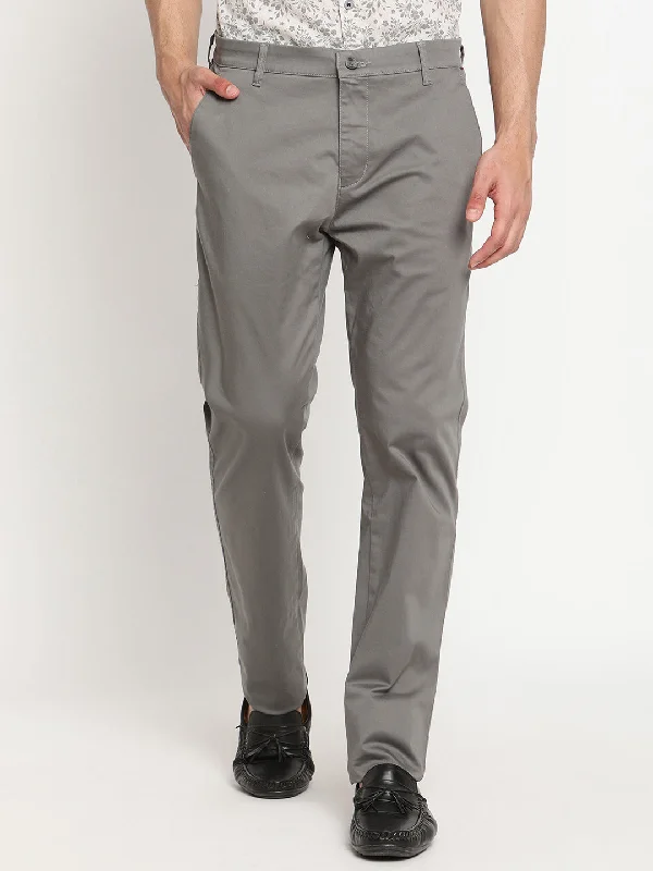 Men's Casual Flat front Grey  Trousers