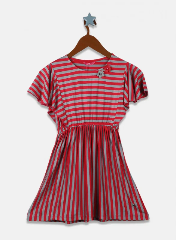 Girls Pink Stripe Dress