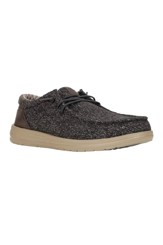 HEYDUDE Men’s Wally Paul Knit Shoes in Black | 43351-070