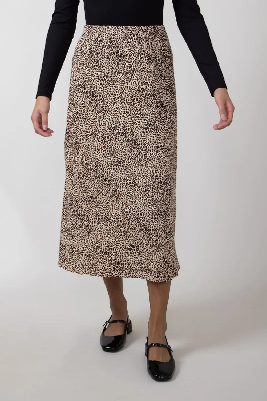 Leopard Print Midi Skirt for Women in Brown  | 71063-BROWNLEOPARD