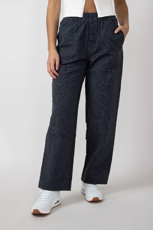 Plaid Straight Pants for Women in Charcoal | MP7159-1-CHARCOAL