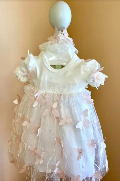 2 Piece Girls Christening Dress w/Butterflies