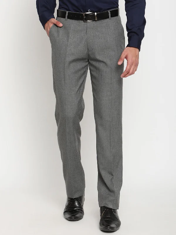 Men's Formal Flat front Grey  Trousers