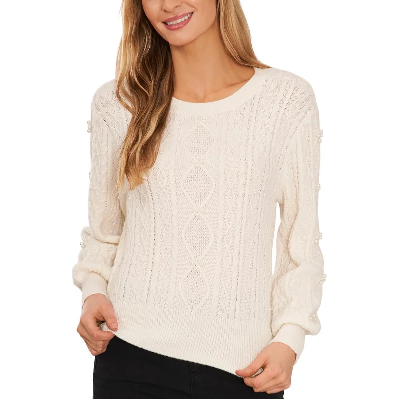 Womens Pears Crochet Pullover Sweater