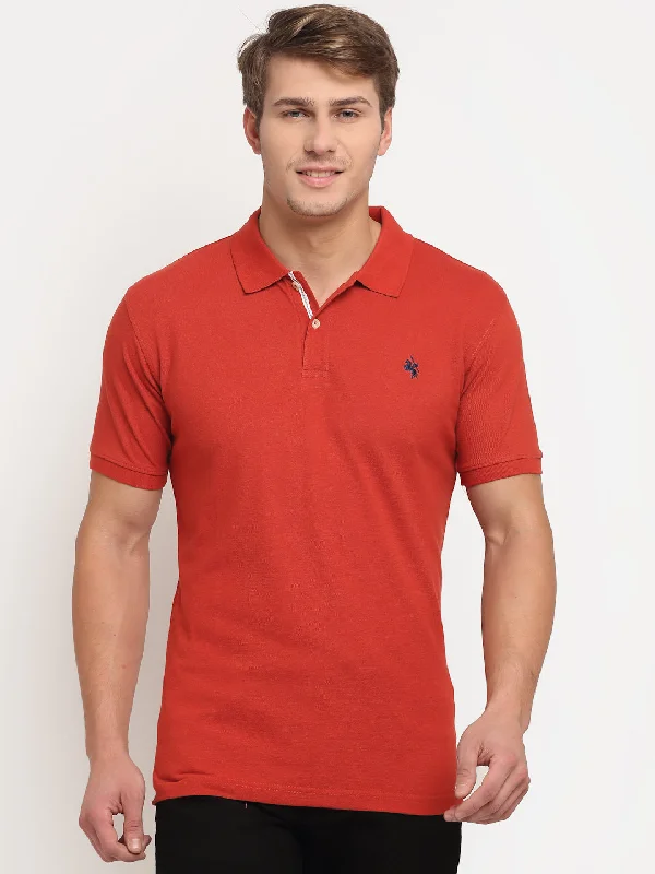 Men's Rust  Polo neck Half Sleeve T-Shirt