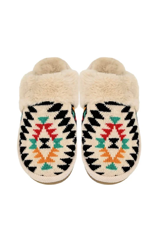 C.C. Aztec Pattern Slippers for Women in Beige | SPE3001-BEIGE