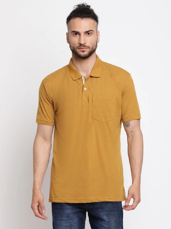 Men's Mustard  Polo neck Half Sleeve T-Shirt