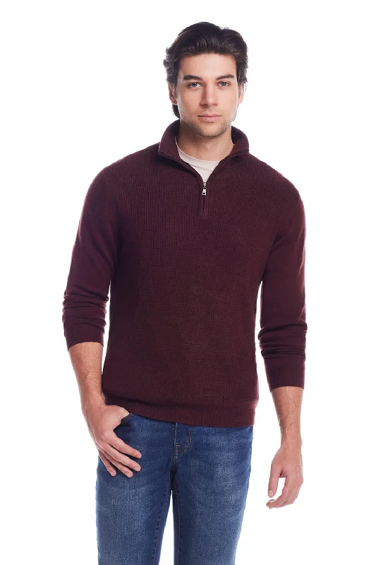 Weatherproof Vintage Soft Touch Quarter Zip Sweater for Men in Oxblood | F2440183GK-OXBLOOD