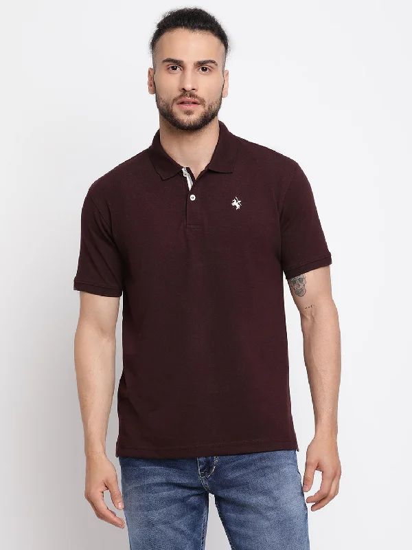 Men's Wine  Polo neck Half Sleeve T-Shirt