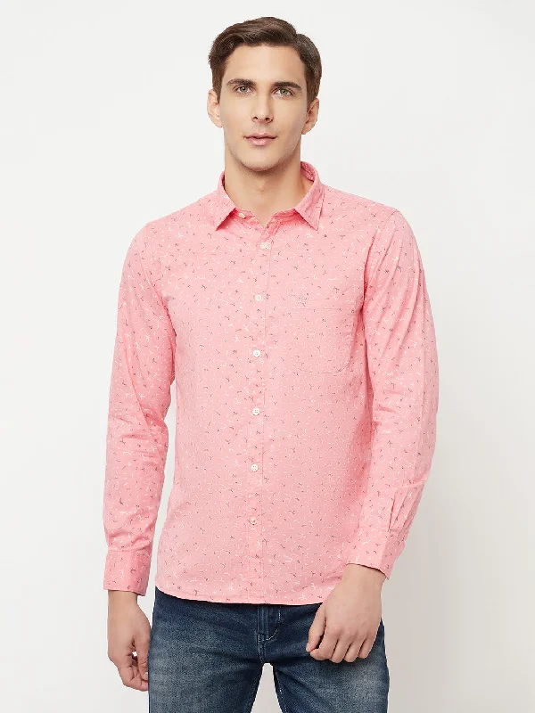 Men's Pink Casual Ditsy Print Full Sleeve Shirt