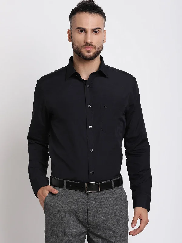 Men's Black Formal Plain Full Sleeve Shirt