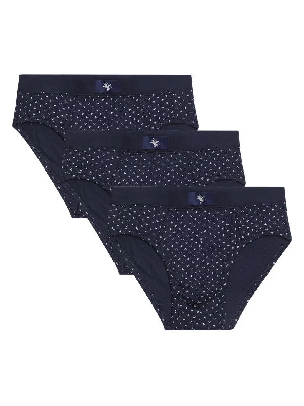 Men Pack of 3 Printed Navy Brief