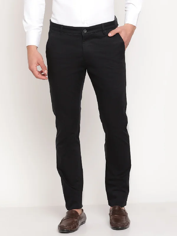 Men's Formal Flat front Black  Trousers