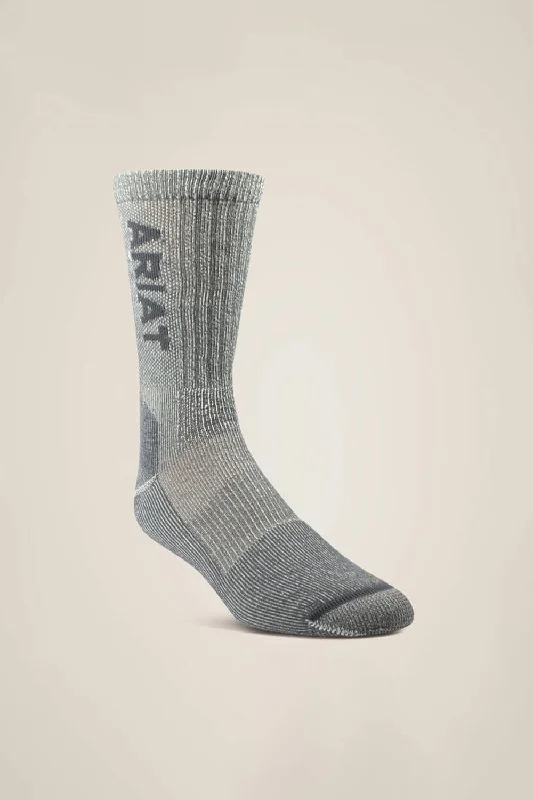 Ariat Lightweight Merino Wool Blend Steel Toe Socks for Men in Grey | 2186-GREY050