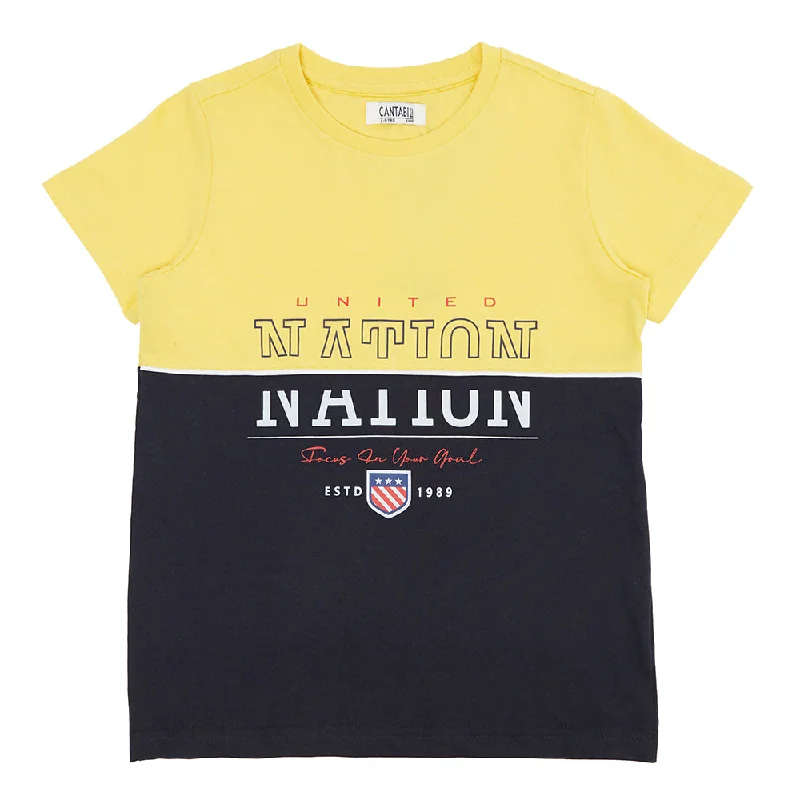 Boys Casual Yellow Half Sleeve  T-Shirt