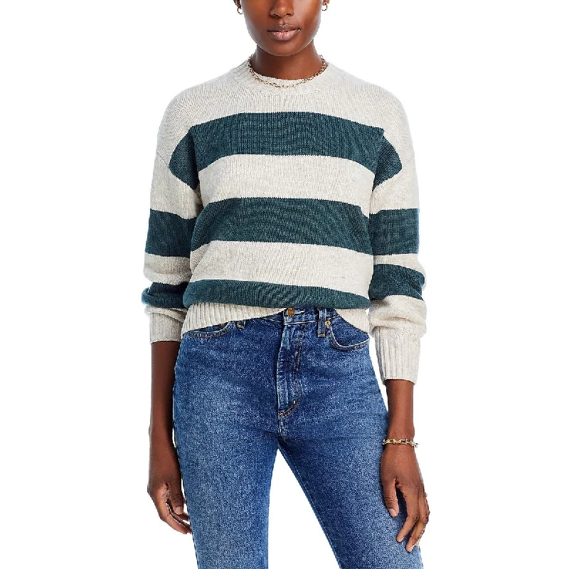 Womens Crewneck Striped Pullover Sweater