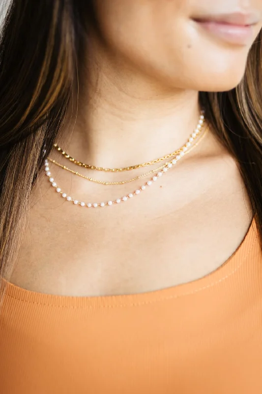 Triple Pearl Necklace in Gold | N7943G