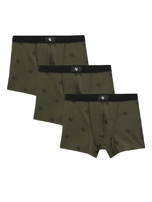 Men Pack of 3 Printed Olive Brief