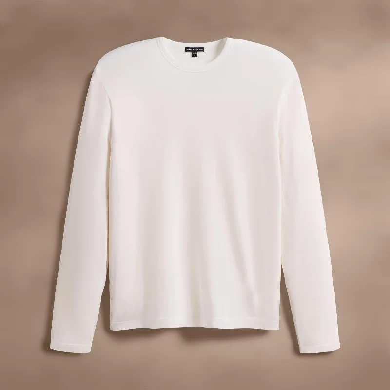 Brushed Lotus Long Sleeve Crew - White