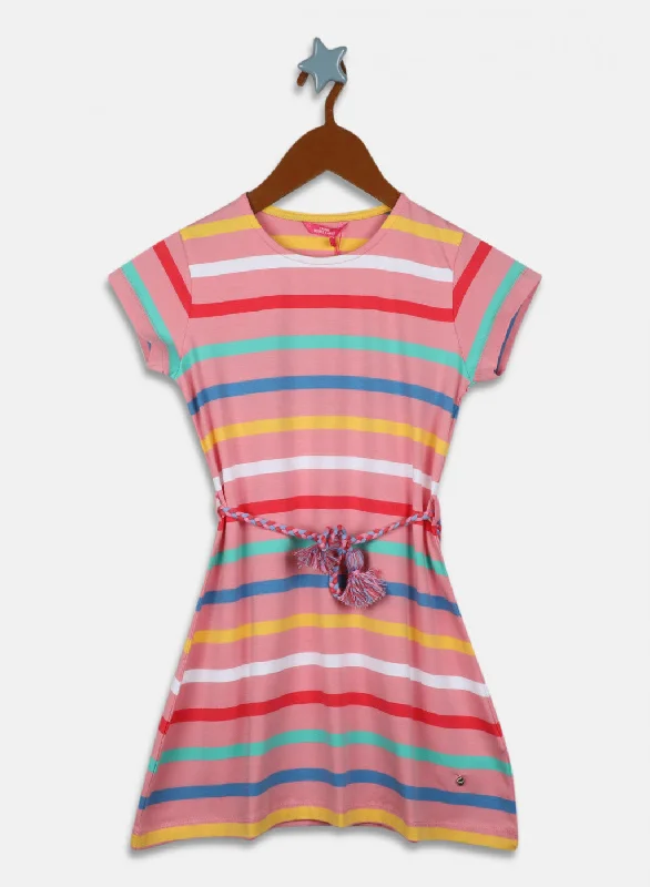 Girls Pink Stripe Dress