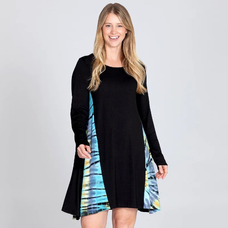 Long Sleeve Tie-Dye Side Panel Dress