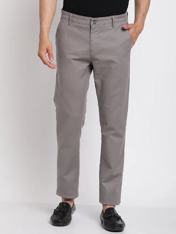 Men's Formal Flat front Grey  Trousers