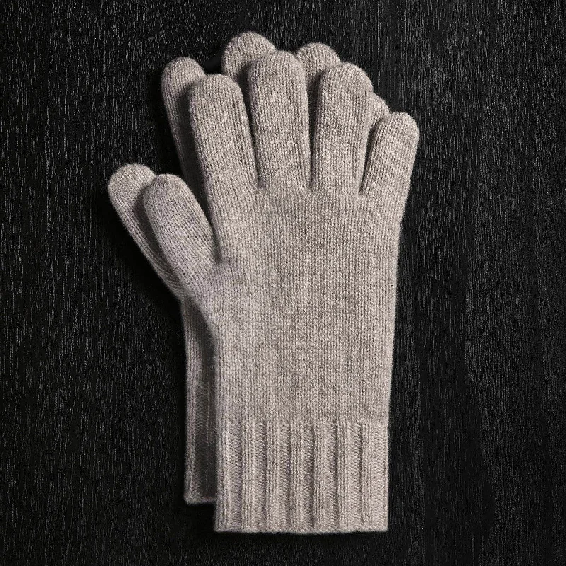 Solid Cashmere Gloves - Stone