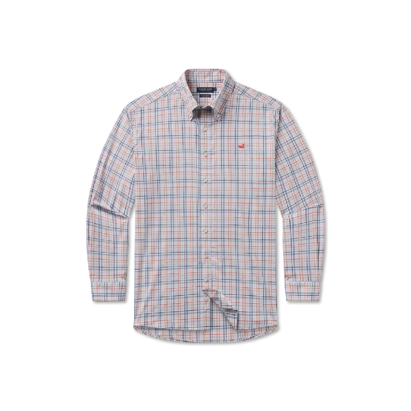 Southern Marsh - Van Buren Performance Grid Dress Shirt - Navy/Burnt