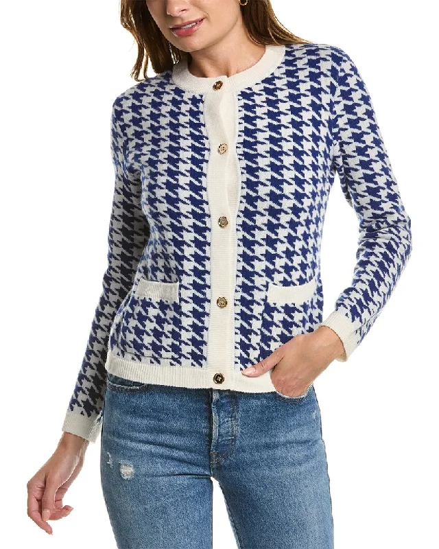 Kier+J Houndstooth Wool & Cashmere-Blend Cardigan